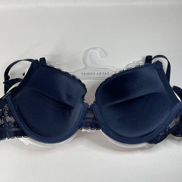 Laura Ashley Comfort Push Up Underwired Bras 2 pack NEW Size 38C White Blue - Picture 5 of 12